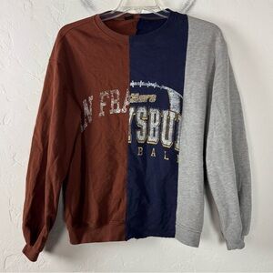 UO Urban Outfitters Sweater Pullover‎ Sweatshirt Crew Neck Patchwork Fleece Navy